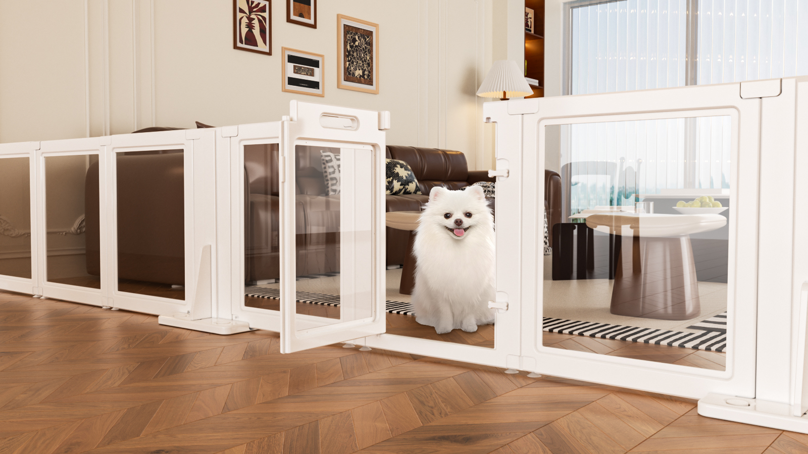 Happy pets in enclosure