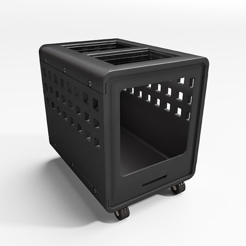Modern Dog Bed with Hollow Design, Transparent Acrylic Top, Portable Pet Crate with Rolling Wheels for Indoor and Outdoor Use