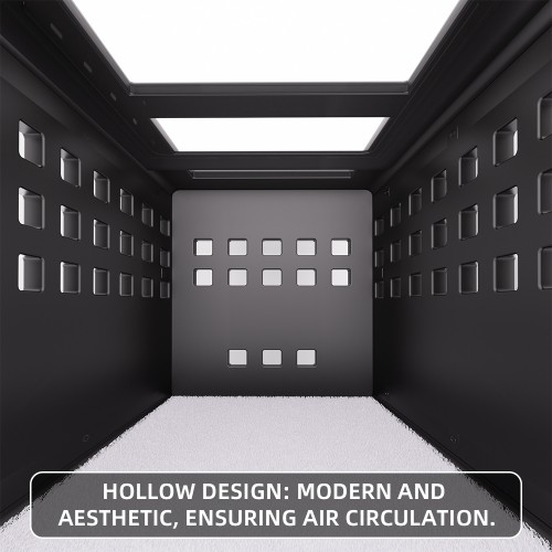 Modern Dog Bed with Hollow Design, Transparent Acrylic Top, Portable Pet Crate with Rolling Wheels for Indoor and Outdoor Use
