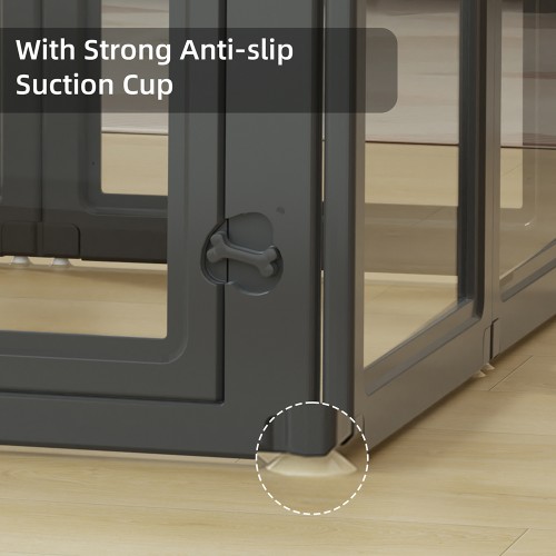 Black Clear Acrylic Pet Pen Playpen Easy-to-Assemble Pet Dog Crate Kennel Cage for Puppy Cat Rabbit for Small Dogs Indoor Use