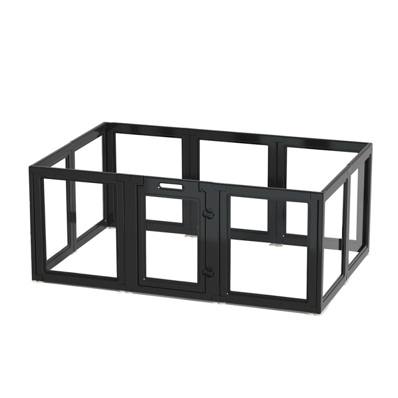 Black Clear Acrylic Pet Pen Playpen Easy-to-Assemble Pet Dog Crate Kennel Cage for Puppy Cat Rabbit for Small Dogs Indoor Use