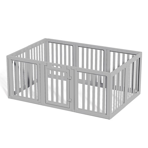 Expandable Pet Playpen with Anti-Slip Suction Cups, Easy Assembly, Indoor Puppy Fence with Lockable Door