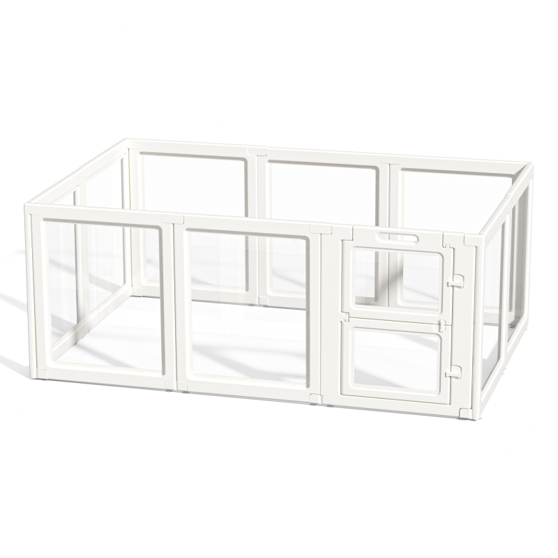 Double Gate Acrylic Pet Pen Playpen Easy-to-Assemble Pet Dog Crate Kennel Cage for Puppy Cat Rabbit for Small Dogs Indoor Use
