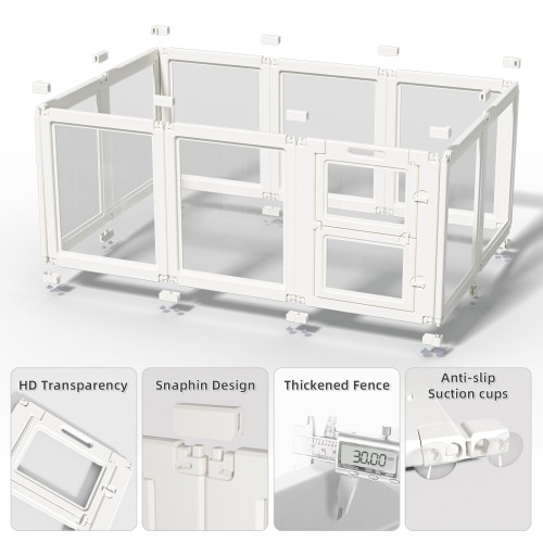 Double Gate Acrylic Pet Pen Playpen Easy-to-Assemble Pet Dog Crate Kennel Cage for Puppy Cat Rabbit for Small Dogs Indoor Use