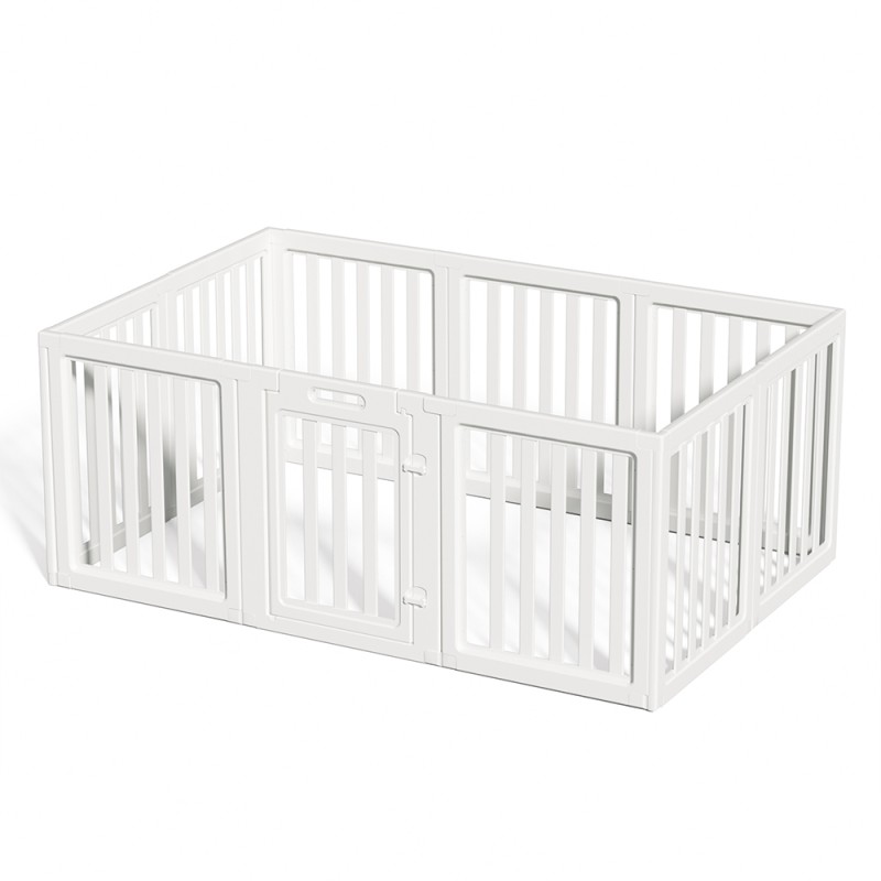 Expandable Pet Playpen with Anti-Slip Suction Cups, Easy Assembly, Indoor Puppy Fence with Lockable Door