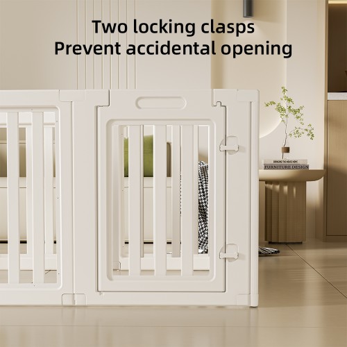 Expandable Pet Playpen with Anti-Slip Suction Cups, Easy Assembly, Indoor Puppy Fence with Lockable Door