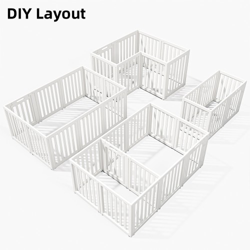 Expandable Pet Playpen with Anti-Slip Suction Cups, Easy Assembly, Indoor Puppy Fence with Lockable Door