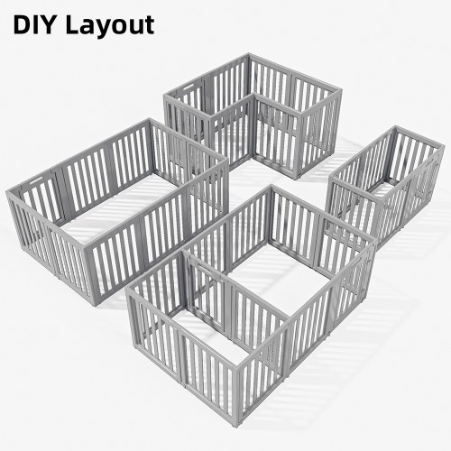 Expandable Pet Playpen with Anti-Slip Suction Cups, Easy Assembly, Indoor Puppy Fence with Lockable Door