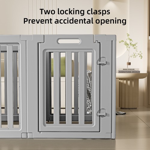 Expandable Pet Playpen with Anti-Slip Suction Cups, Easy Assembly, Indoor Puppy Fence with Lockable Door