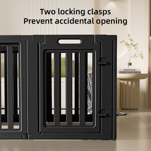 Expandable Pet Playpen with Anti-Slip Suction Cups, Easy Assembly, Indoor Puppy Fence with Lockable Door