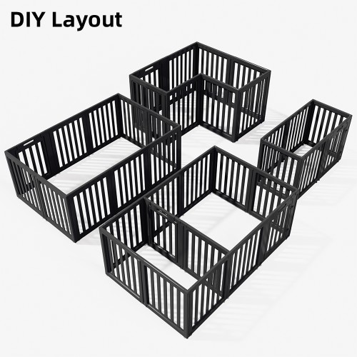 Expandable Pet Playpen with Anti-Slip Suction Cups, Easy Assembly, Indoor Puppy Fence with Lockable Door