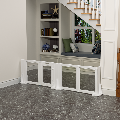 Adjustable Acrylic Safety Gate for Babies and Pets, Removable Panels, Anti-Slip Suction Base, Durable Construction (4 Panel)