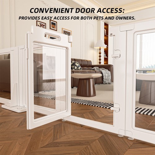Adjustable Acrylic Safety Gate for Babies and Pets, Removable Panels, Anti-Slip Suction Base, Durable Construction (4 Panel)