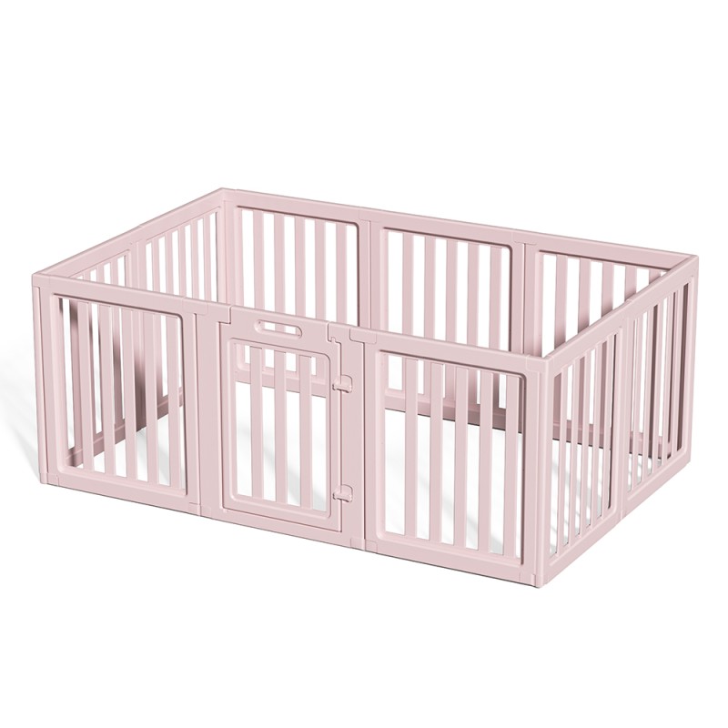Expandable Pet Playpen with Anti-Slip Suction Cups, Easy Assembly, Indoor Puppy Fence with Lockable Door