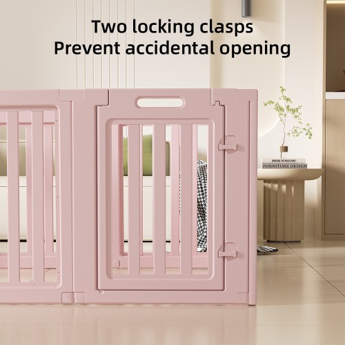 Expandable Pet Playpen with Anti-Slip Suction Cups, Easy Assembly, Indoor Puppy Fence with Lockable Door
