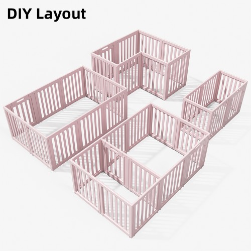 Expandable Pet Playpen with Anti-Slip Suction Cups, Easy Assembly, Indoor Puppy Fence with Lockable Door